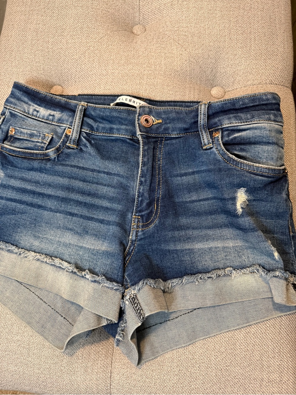 Celebrity Pink Washed Blue Distressed Denim Shorts